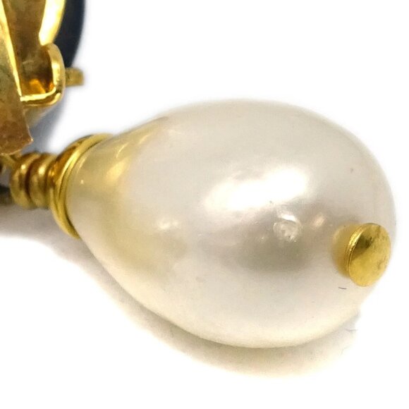 Chanel Artificial Pearl Dangle Earrings Clip-On Gold - Picture 2 of 4